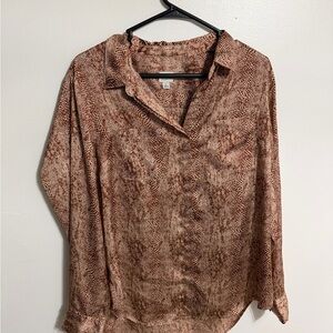 a new day Brown Textured Button Down Shirt